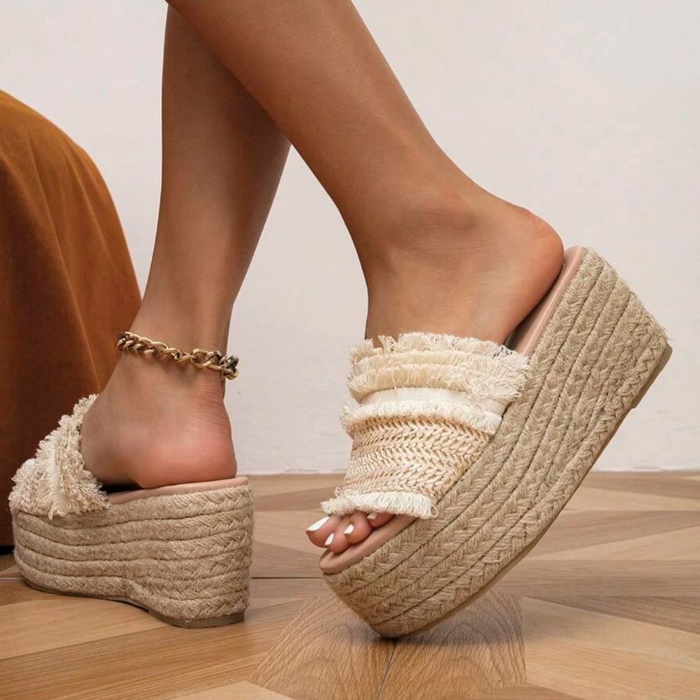 Women's Raw Trim Espadrille Sandals | US 8.5